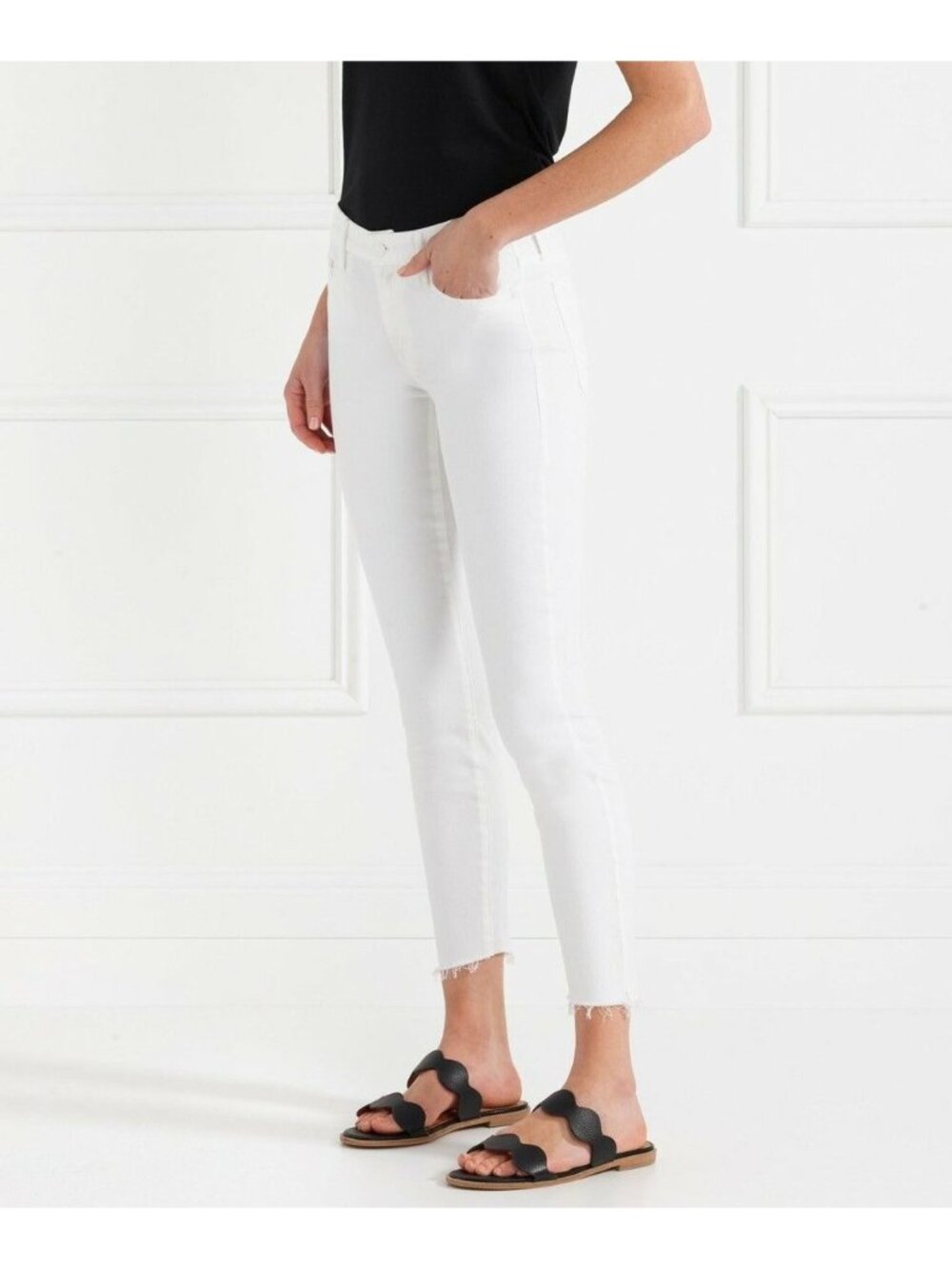 Mother Denim The Looker Ankle Fray Skinny in Glass Slipper White 26